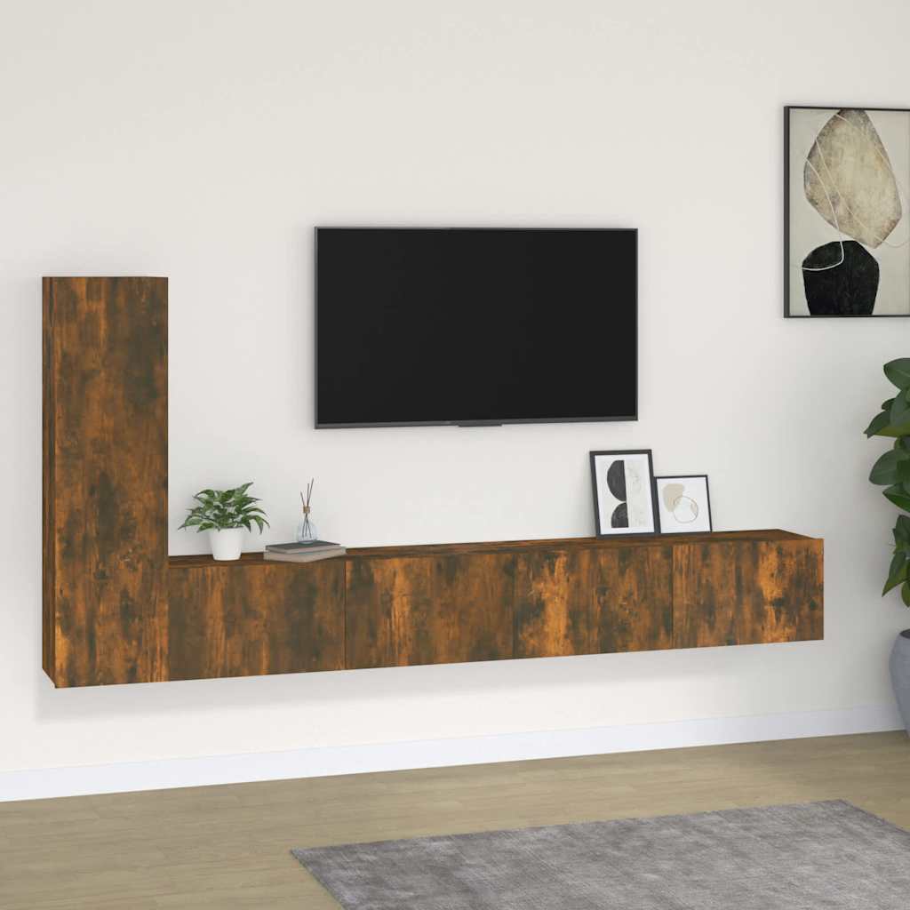 vidaXL 3 Piece TV Cabinet Set Smoked Oak Engineered Wood 1