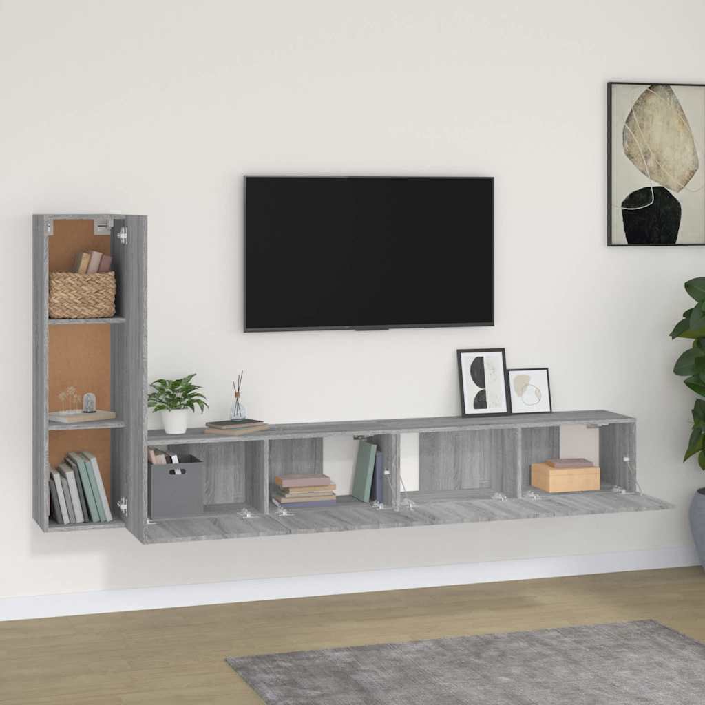 vidaXL 3 Piece TV Cabinet Set Grey Sonoma Engineered Wood 3