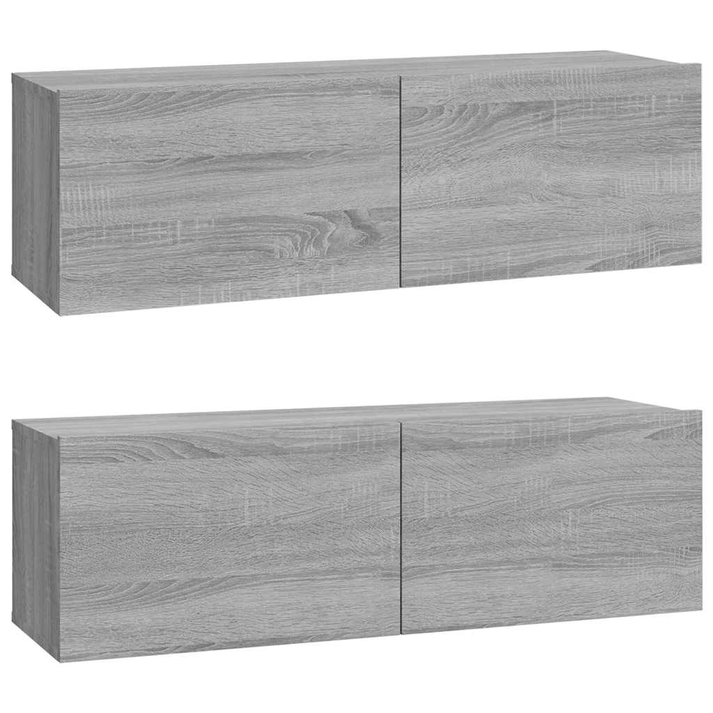 vidaXL 3 Piece TV Cabinet Set Grey Sonoma Engineered Wood 4
