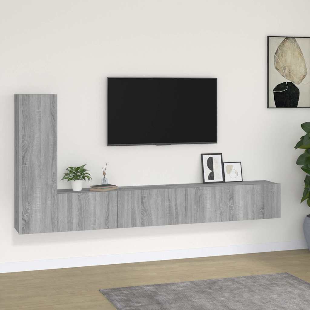 vidaXL 3 Piece TV Cabinet Set Grey Sonoma Engineered Wood 1