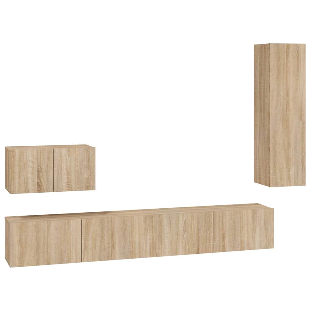 vidaXL 4 Piece TV Cabinet Set Sonoma Oak Engineered Wood 2