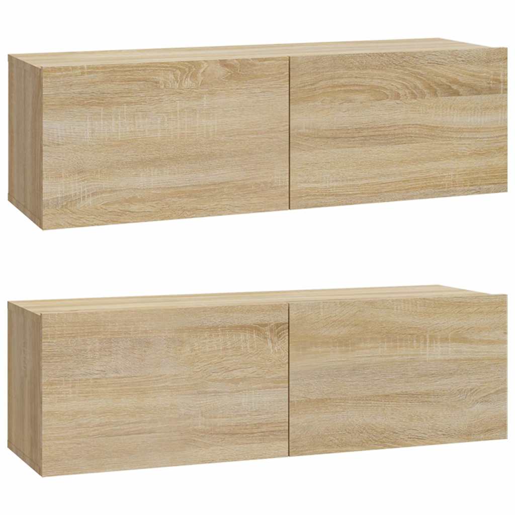 vidaXL 4 Piece TV Cabinet Set Sonoma Oak Engineered Wood 5