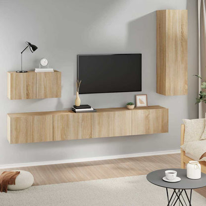 vidaXL 4 Piece TV Cabinet Set Sonoma Oak Engineered Wood 1