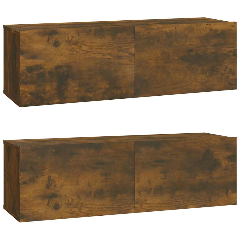 vidaXL 4 Piece TV Cabinet Set Smoked Oak Engineered Wood 5