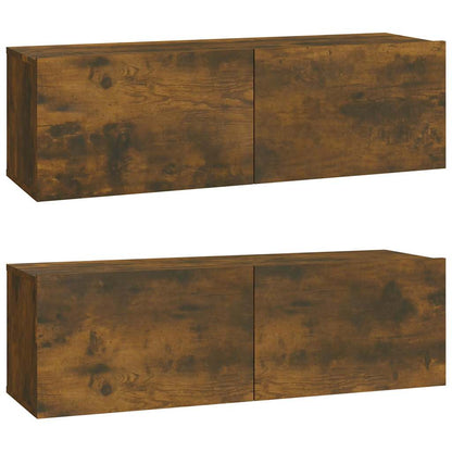 vidaXL 4 Piece TV Cabinet Set Smoked Oak Engineered Wood 5