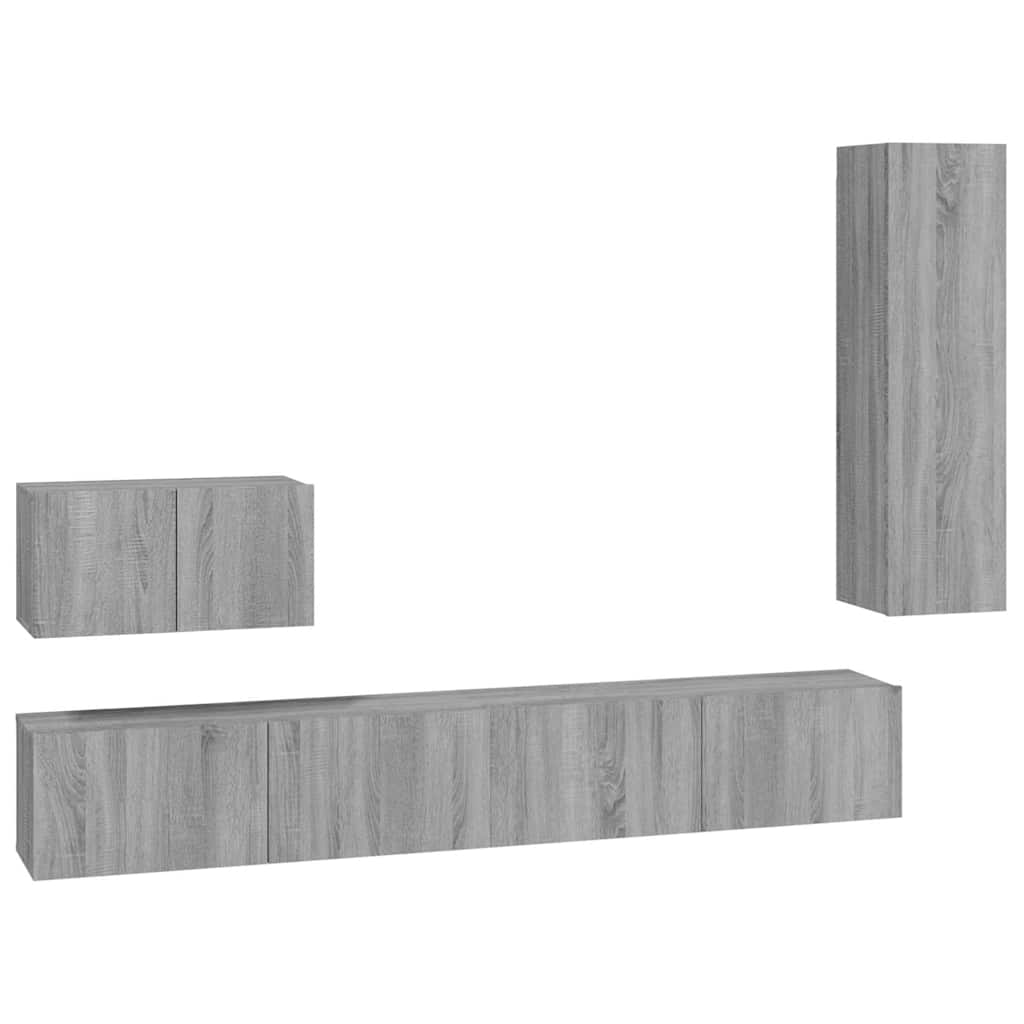 vidaXL 4 Piece TV Cabinet Set Grey Sonoma Engineered Wood 2