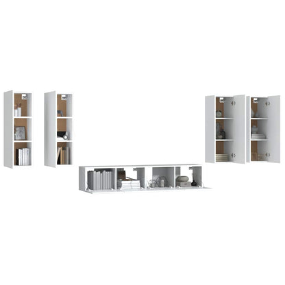 vidaXL 6 Piece TV Cabinet Set White Engineered Wood 6