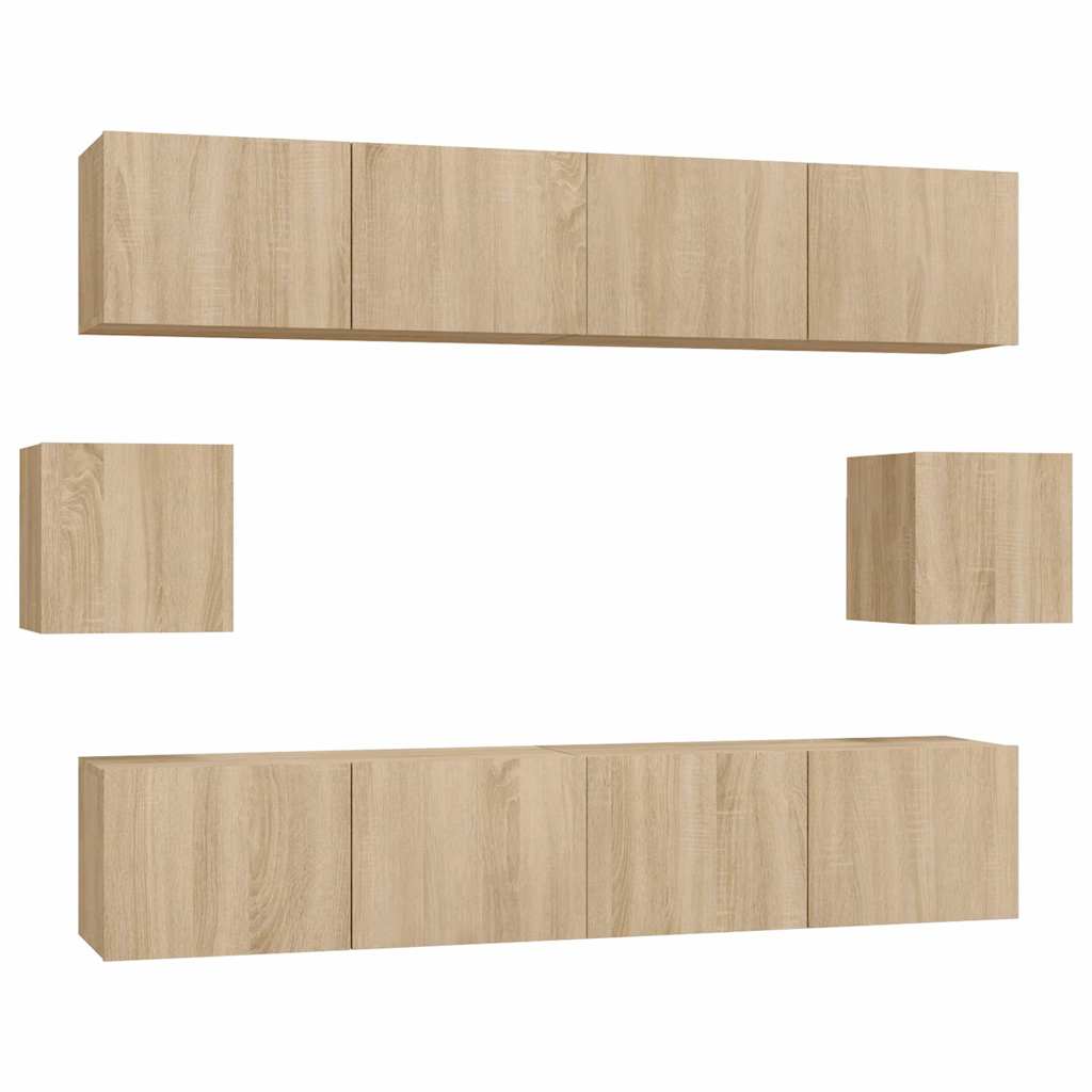 vidaXL 6 Piece TV Cabinet Set Sonoma Oak Engineered Wood 2