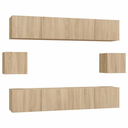 vidaXL 6 Piece TV Cabinet Set Sonoma Oak Engineered Wood 2