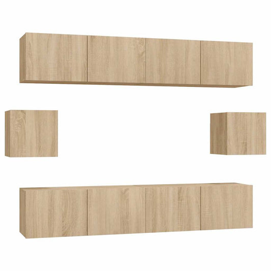 vidaXL 6 Piece TV Cabinet Set Sonoma Oak Engineered Wood 2