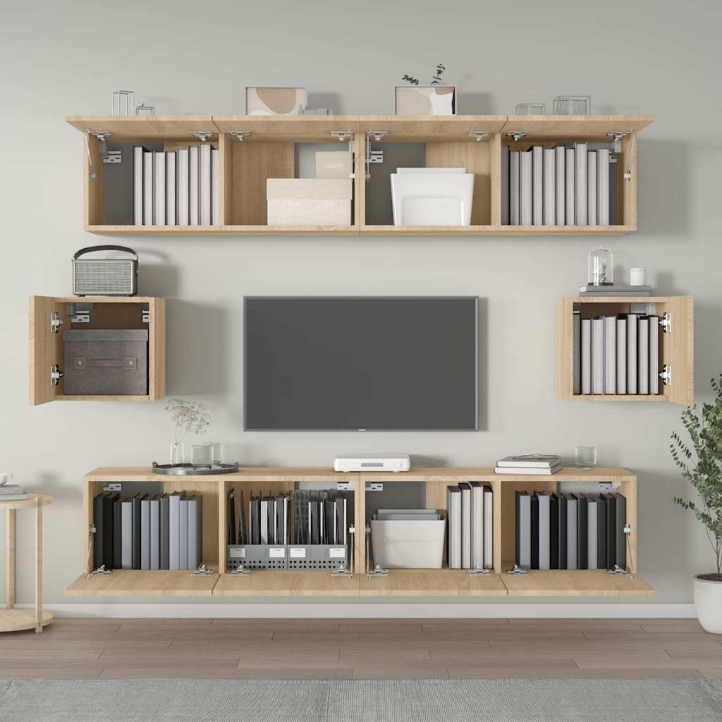 vidaXL 6 Piece TV Cabinet Set Sonoma Oak Engineered Wood 3