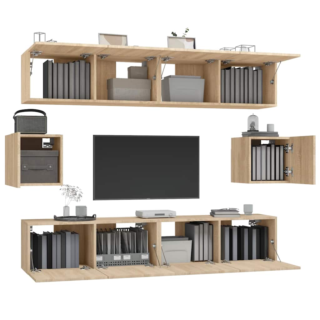 vidaXL 6 Piece TV Cabinet Set Sonoma Oak Engineered Wood 4