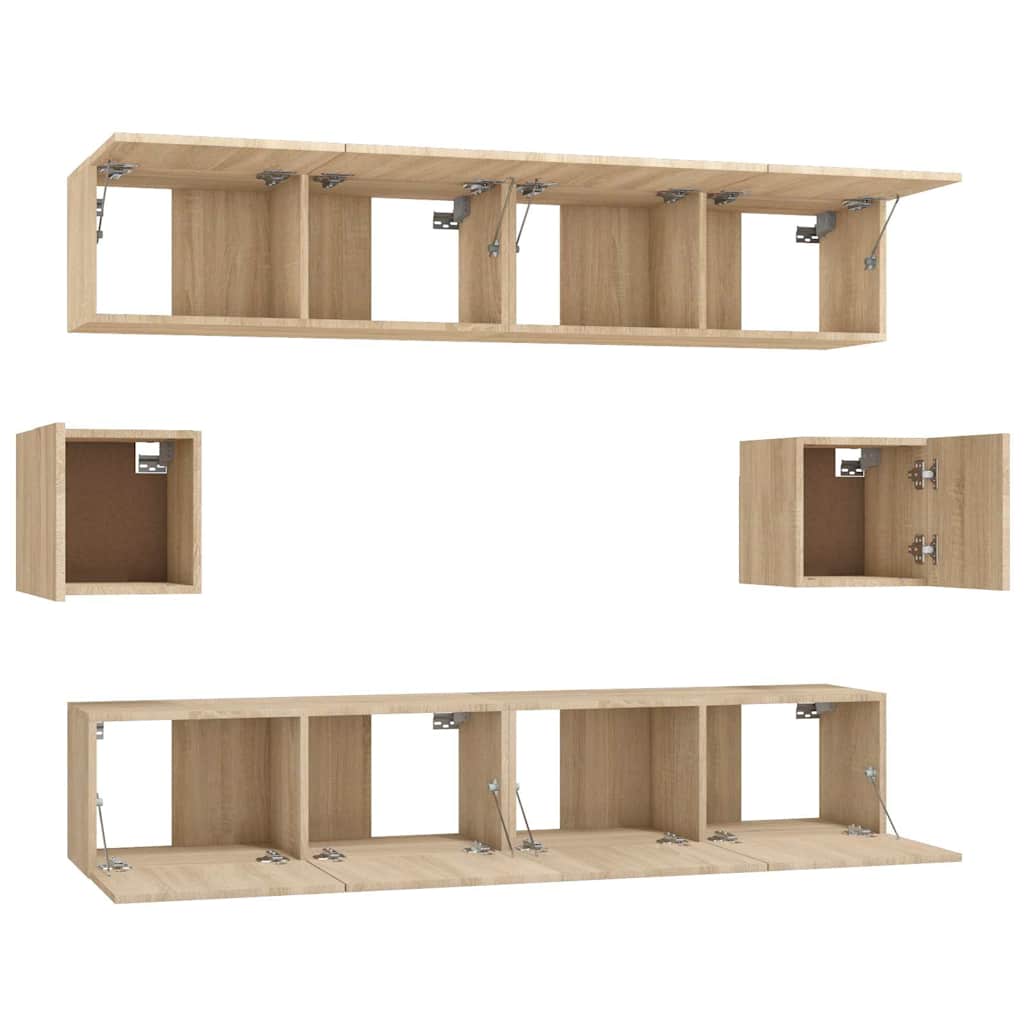 vidaXL 6 Piece TV Cabinet Set Sonoma Oak Engineered Wood 5