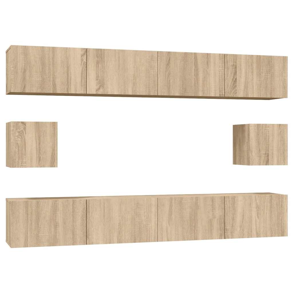 vidaXL 6 Piece TV Cabinet Set Sonoma Oak Engineered Wood 2