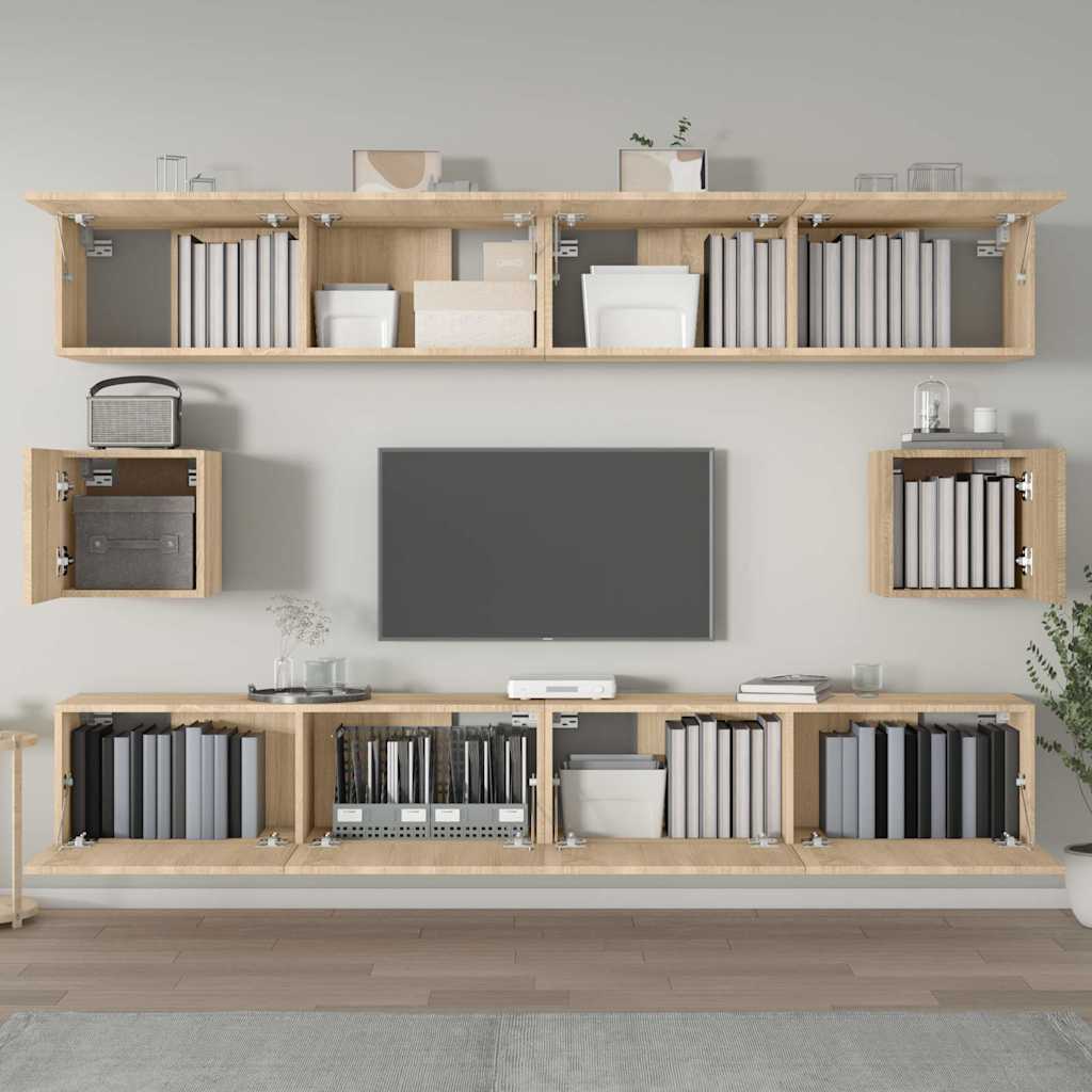 vidaXL 6 Piece TV Cabinet Set Sonoma Oak Engineered Wood 3