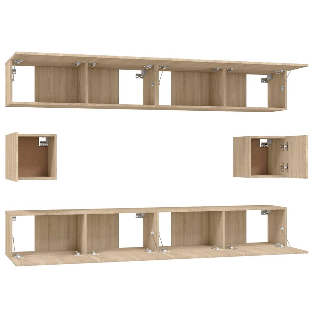 vidaXL 6 Piece TV Cabinet Set Sonoma Oak Engineered Wood 4