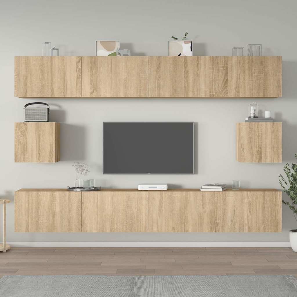 vidaXL 6 Piece TV Cabinet Set Sonoma Oak Engineered Wood 1