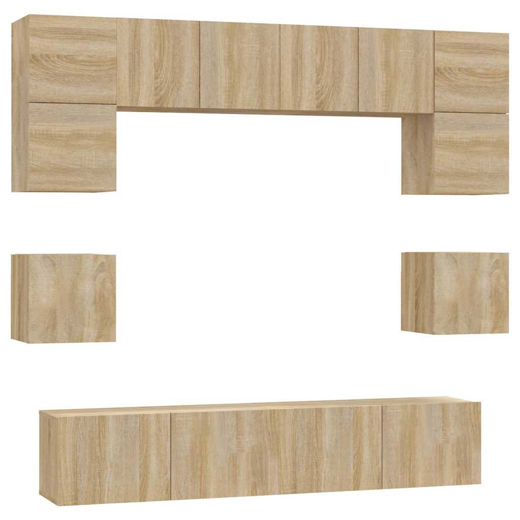 8 Piece TV Cabinet Set Engineered Wood Width 80 cm Sonoma oak