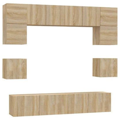 8 Piece TV Cabinet Set Engineered Wood Width 80 cm Sonoma oak