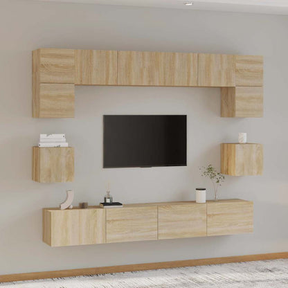 vidaXL 8 Piece TV Cabinet Set Engineered Wood Width 100 cm