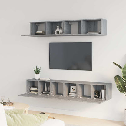 5 Piece TV Cabinet Set Engineered Wood Width 80 cm Grey sonoma