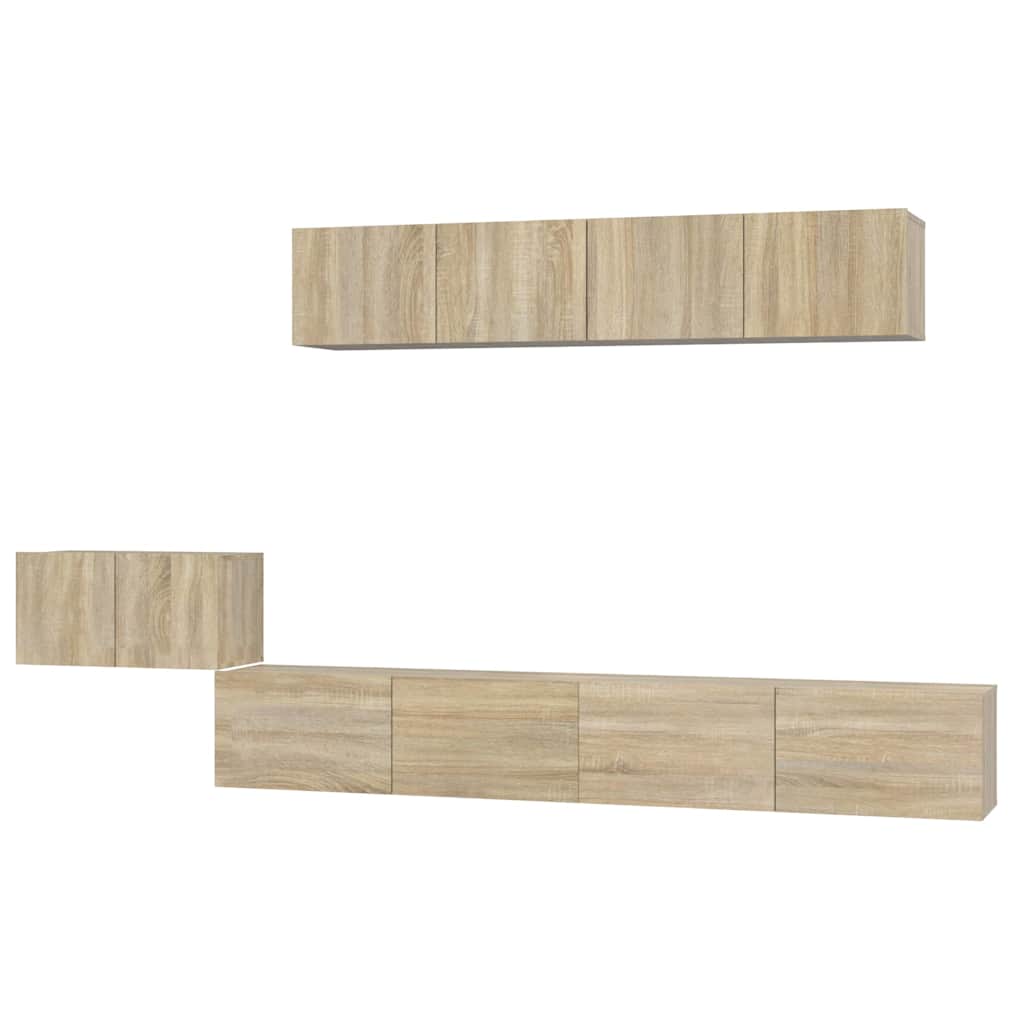 vidaXL 5 Piece TV Cabinet Set Sonoma Oak Engineered Wood 2