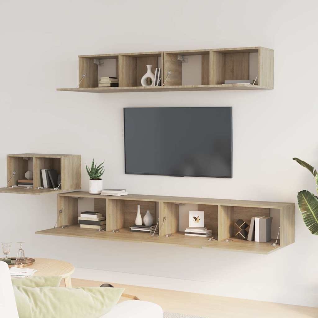 vidaXL 5 Piece TV Cabinet Set Sonoma Oak Engineered Wood 3
