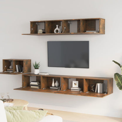 vidaXL 5 Piece TV Cabinet Set Smoked Oak Engineered Wood 3