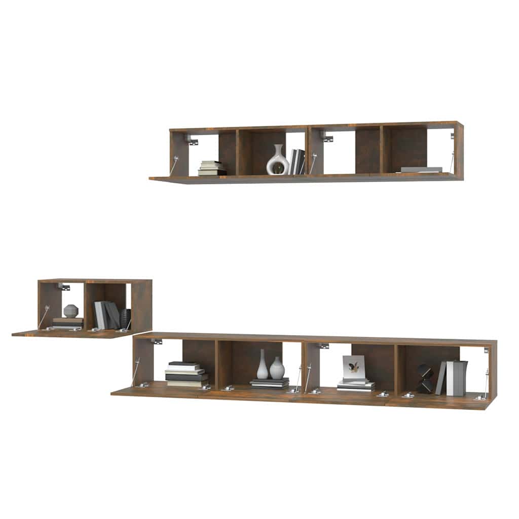 vidaXL 5 Piece TV Cabinet Set Smoked Oak Engineered Wood 4
