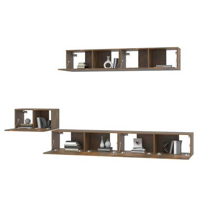 vidaXL 5 Piece TV Cabinet Set Smoked Oak Engineered Wood 4