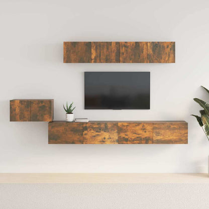 vidaXL 5 Piece TV Cabinet Set Smoked Oak Engineered Wood 1