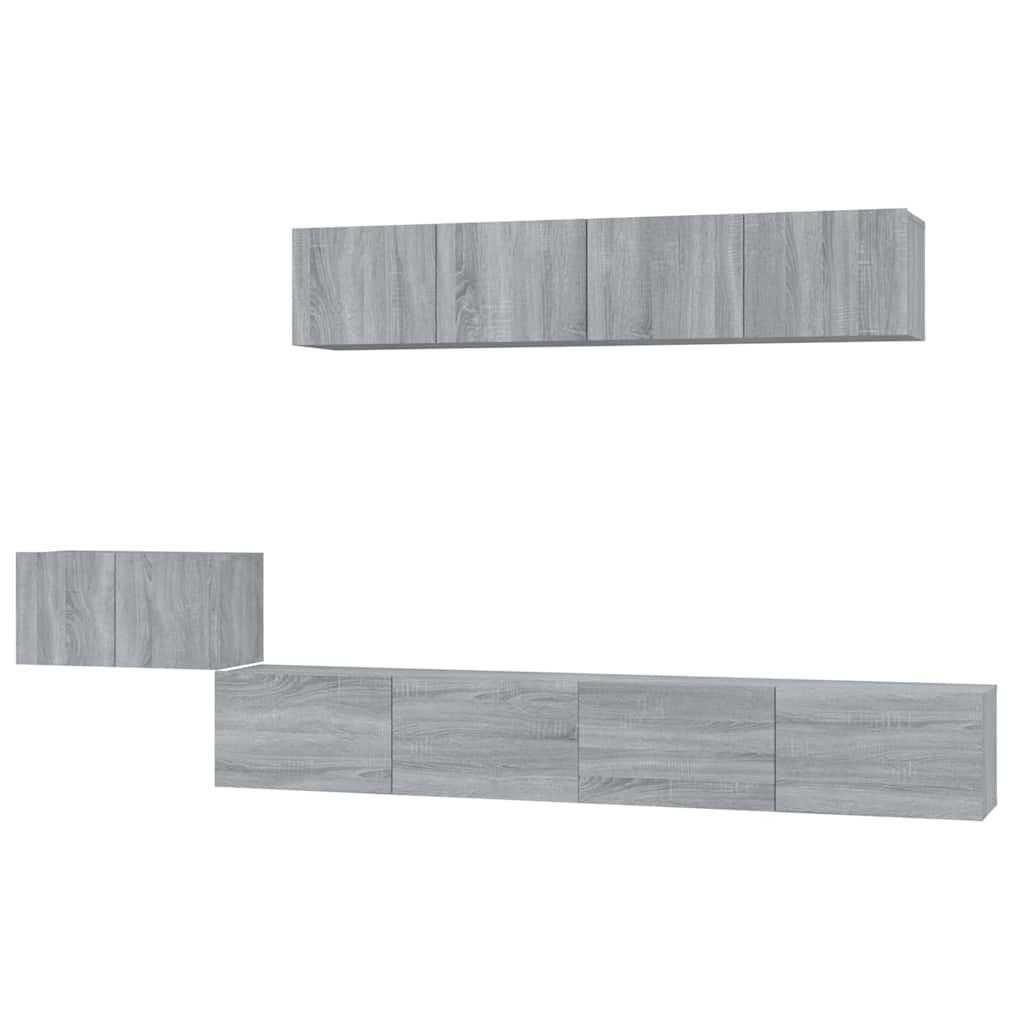 vidaXL 5 Piece TV Cabinet Set Grey Sonoma Engineered Wood 2