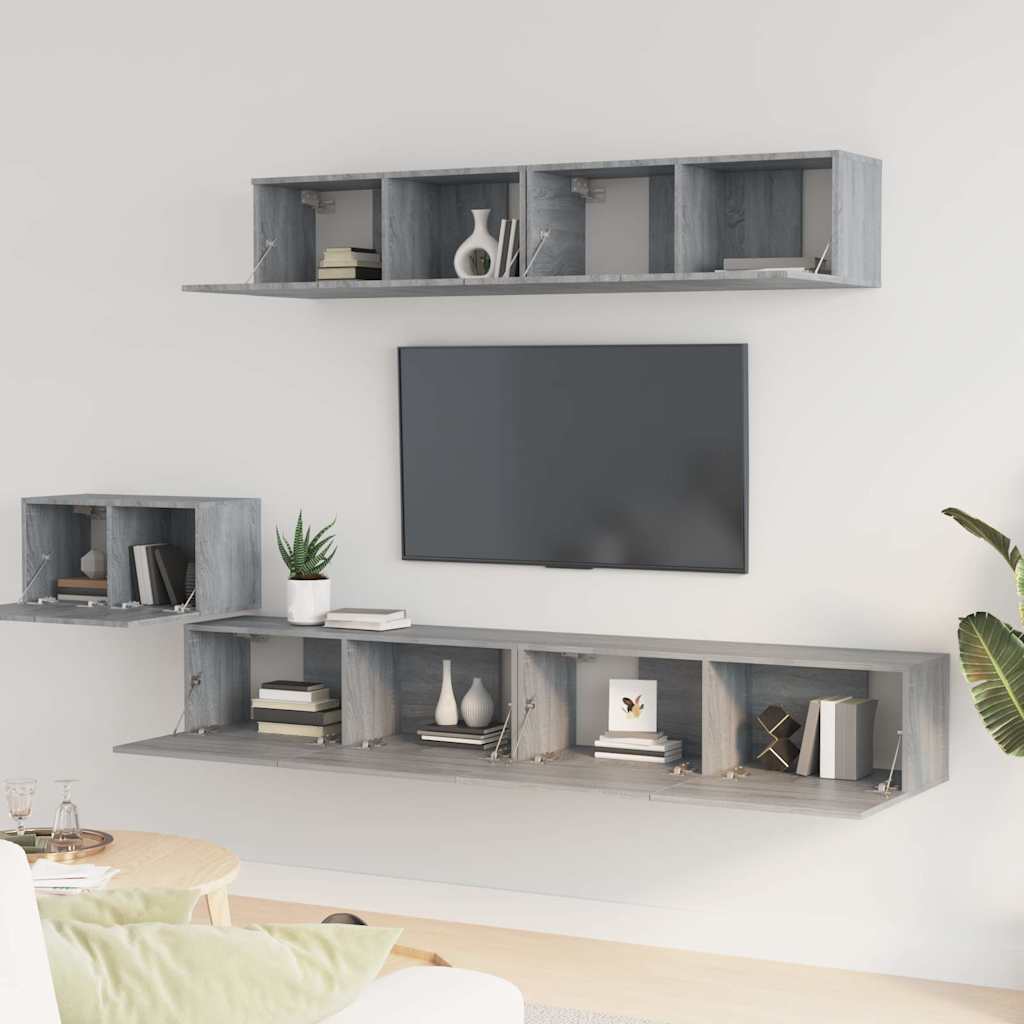 vidaXL 5 Piece TV Cabinet Set Grey Sonoma Engineered Wood 3