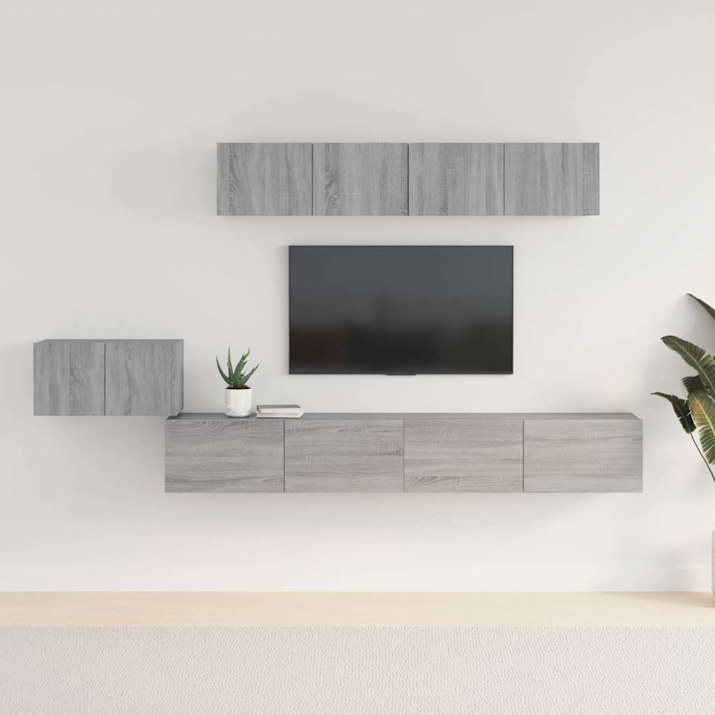 vidaXL 5 Piece TV Cabinet Set Grey Sonoma Engineered Wood 1