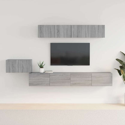 vidaXL 5 Piece TV Cabinet Set Grey Sonoma Engineered Wood 1