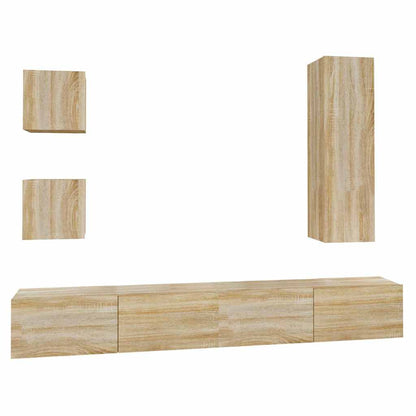 vidaXL 5 Piece TV Cabinet Set Sonoma Oak Engineered Wood 2