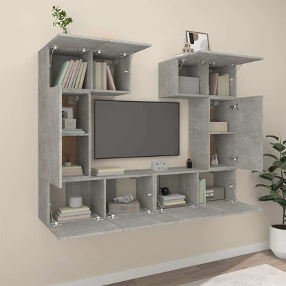 vidaXL 6 Piece TV Cabinet Set Concrete Grey Engineered Wood 3