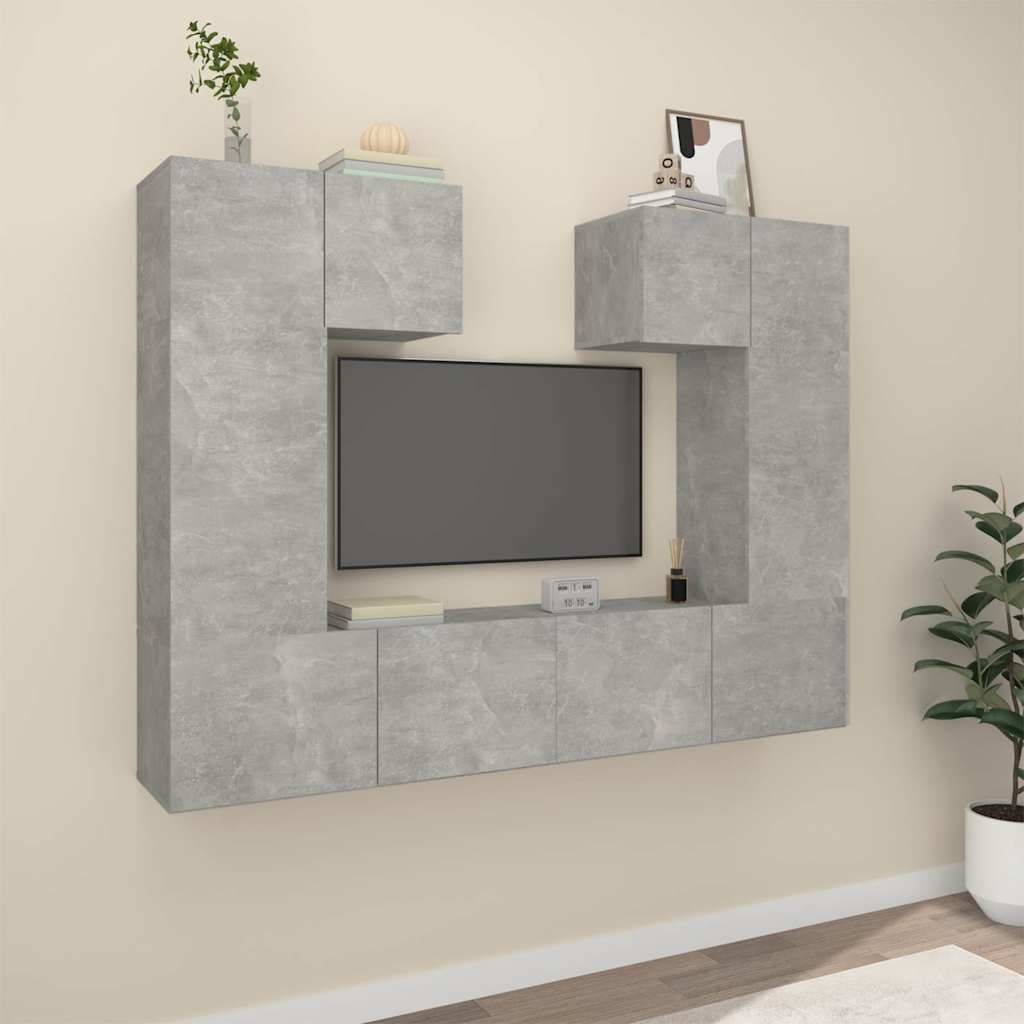 vidaXL 6 Piece TV Cabinet Set Concrete Grey Engineered Wood 1