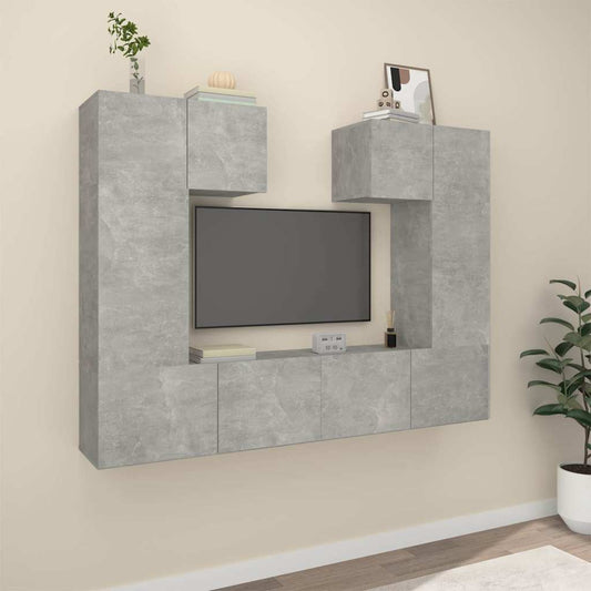 vidaXL 6 Piece TV Cabinet Set Concrete Grey Engineered Wood 1