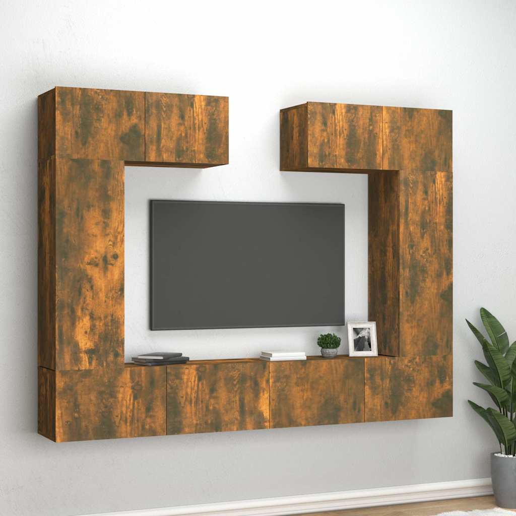 vidaXL 6 Piece TV Cabinet Set Smoked Oak Engineered Wood 1