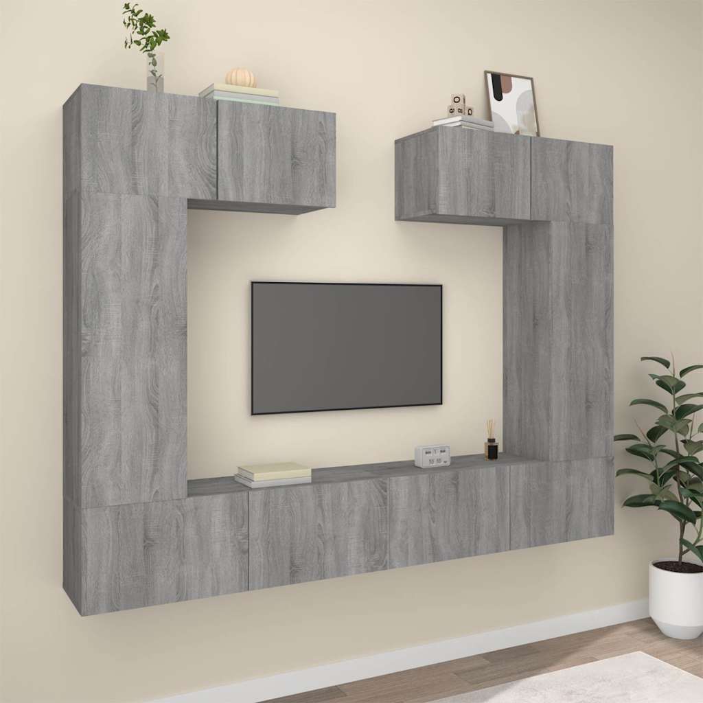 vidaXL 6 Piece TV Cabinet Set Grey Sonoma Engineered Wood 1