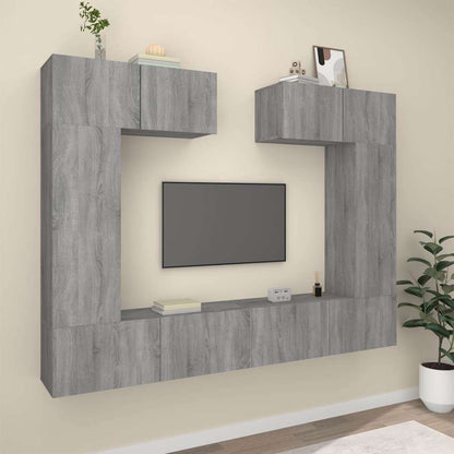 vidaXL 6 Piece TV Cabinet Set Grey Sonoma Engineered Wood 1