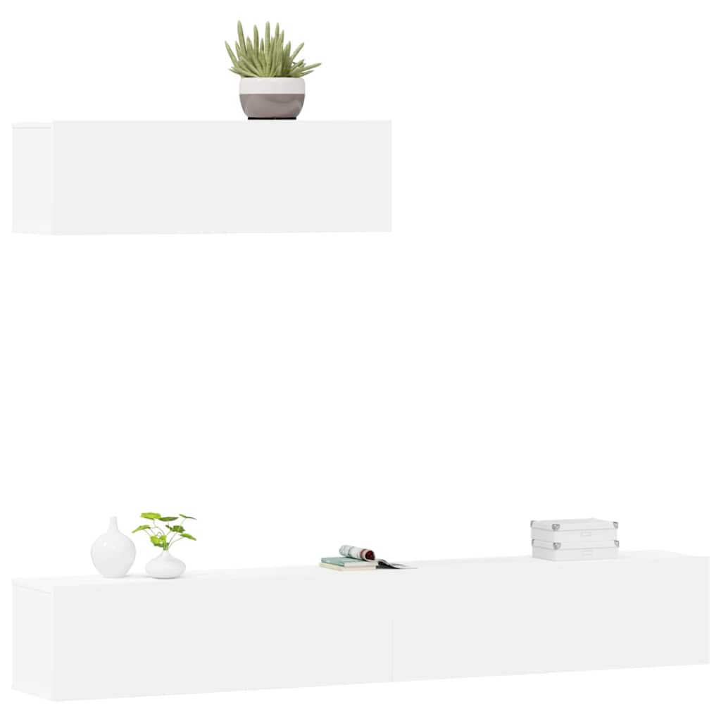 vidaXL 3 Piece TV Cabinet Set White Engineered Wood 3