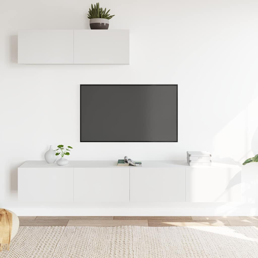 vidaXL 3 Piece TV Cabinet Set White Engineered Wood 1