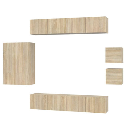 vidaXL 8 Piece TV Cabinet Set Sonoma Oak Engineered Wood 2