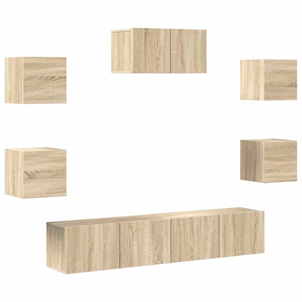 7 Piece TV Cabinet Set Engineered Wood Width 60 cm Sonoma oak