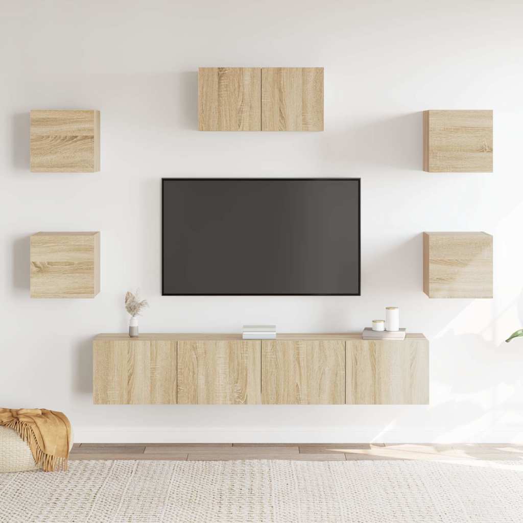 7 Piece TV Cabinet Set Engineered Wood Width 60 cm Sonoma oak