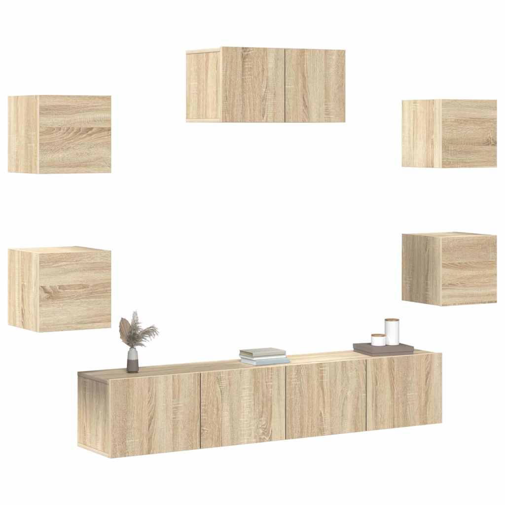 7 Piece TV Cabinet Set Engineered Wood Width 60 cm Sonoma oak