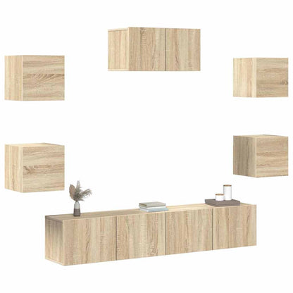 7 Piece TV Cabinet Set Engineered Wood Width 60 cm Sonoma oak
