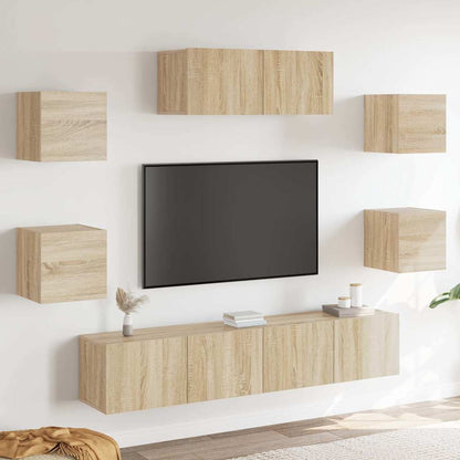 vidaXL 7 Piece TV Cabinet Set Engineered Wood Width 80 cm
